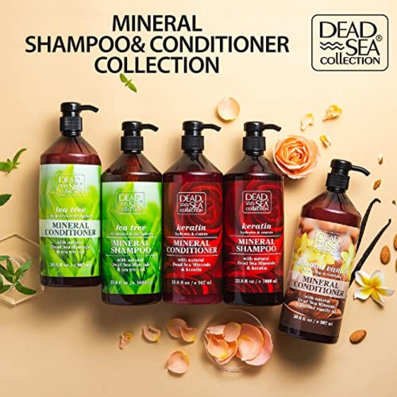 Dead Sea Collection 샴푸 및 컨디셔너 세트(천연 미네랄 및 케라틴 포함) - 헤어 케어 - 수분 공급, 보습, 회복 및 부드러워짐 - 2팩(67.6fl. oz)