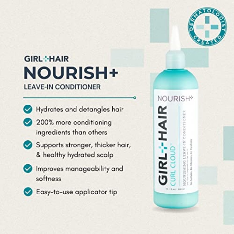 GIRL+HAIR Ultimate Travel Hair Care 세트, 모발 성장 촉진 + 두피 관리 시험판 크기의 너리쉬 - 클렌징 - 리프레쉬, 각 3.4 Fl Oz./100ml