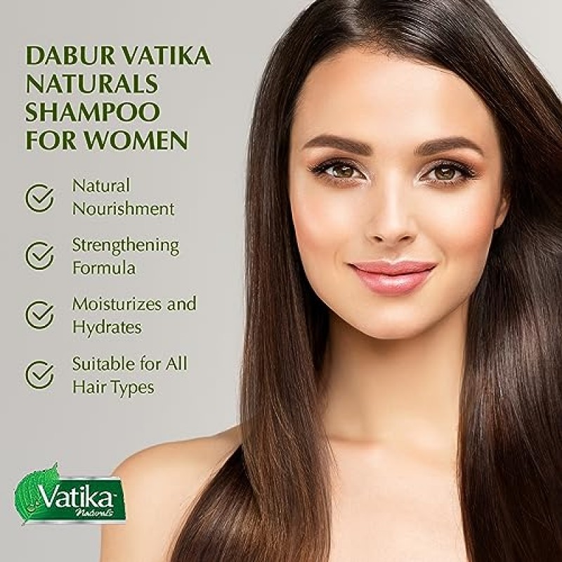 Dabur Vatika Naturals 여성용 샴푸 - 천연 모발에 영양을 공급하고 젊어지게 합니다 - 곱슬머리, 손상된 모발, 모든 모발 유형을 위한 강화 및 보습 헤어 클렌저(400ml 병 블랙 씨드)