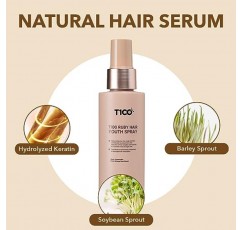 T100 루비 헤어 케라틴 헤어 세럼 스프레이 인삼 & 포멜로 추출물, 3.9 Fl Oz, 열 보호제 지성 건식 표백 두꺼운 헤어 케어 제품 남성용 및 여성용