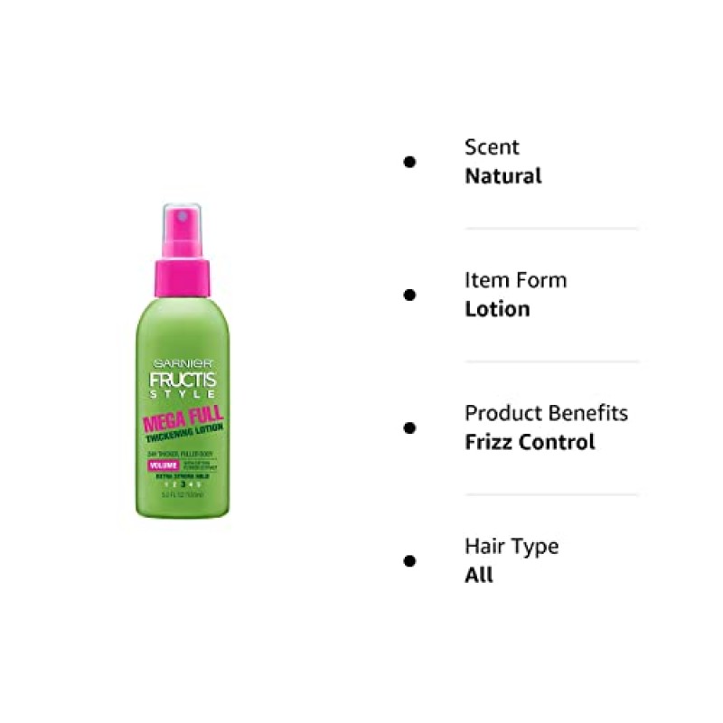 Garnier Fructis 스타일 모든 모발 유형용 메가 풀 씨크닝 로션, 5온스(2개)(포장은 다를 수 있음)