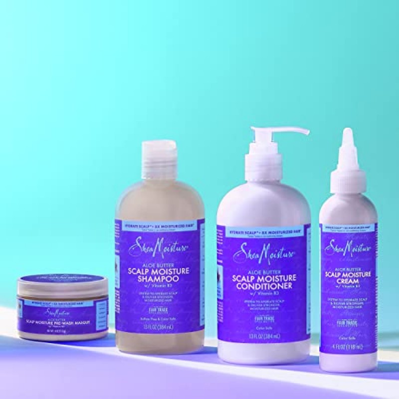 SheaMoisture 헤어 크림 알로에 버터 & 비타민 B3, 두피에 수분을 공급하는 수분 공급 + 모발에 수분을 공급 4온스