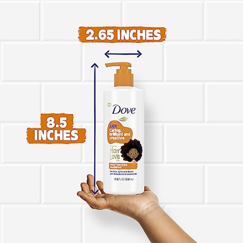 Dove 샴푸 및 컨디셔너 세트 - Dove 키즈 헤어 러브 컬렉션, 컬리 헤어 제품, 어린이 샴푸 및 컨디셔너, 웨이브 헤어 제품 17.5온스(2피스 세트)