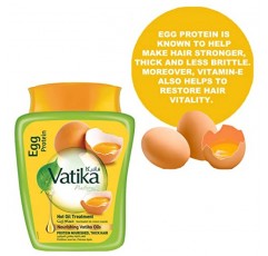 Dabur Vatika Naturals 헤어 마스크 - 건조하고 손상되고 굵은 모발을 위한 강렬한 활력, 딥 컨디셔닝 및 재생 - 건강하고 윤기나는 모발을 위한 영양 요법 - 계란 단백질 함유(500g)