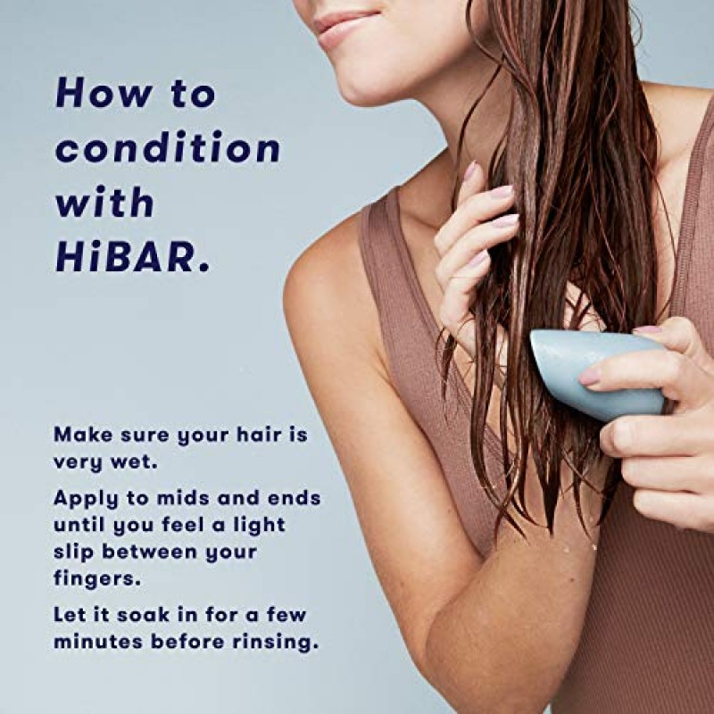 HiBAR 샴푸 및 컨디셔너 바 세트, 완전 천연 헤어 케어, 플라스틱 없음, 여행용 크기, 색상 안전, 환경 친화적, 견고하고 지속 가능한 바, 폐기물 제로(보습)