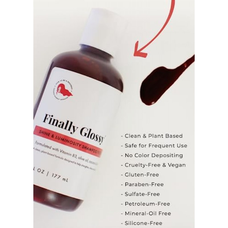 빨간 머리가 되는 방법 finally Glossy® 빨간 머리용 샤인 & 루미노시티 샴푸, 빨간 머리를 위한 헤어 케어, 비건 & 동물 학대 금지