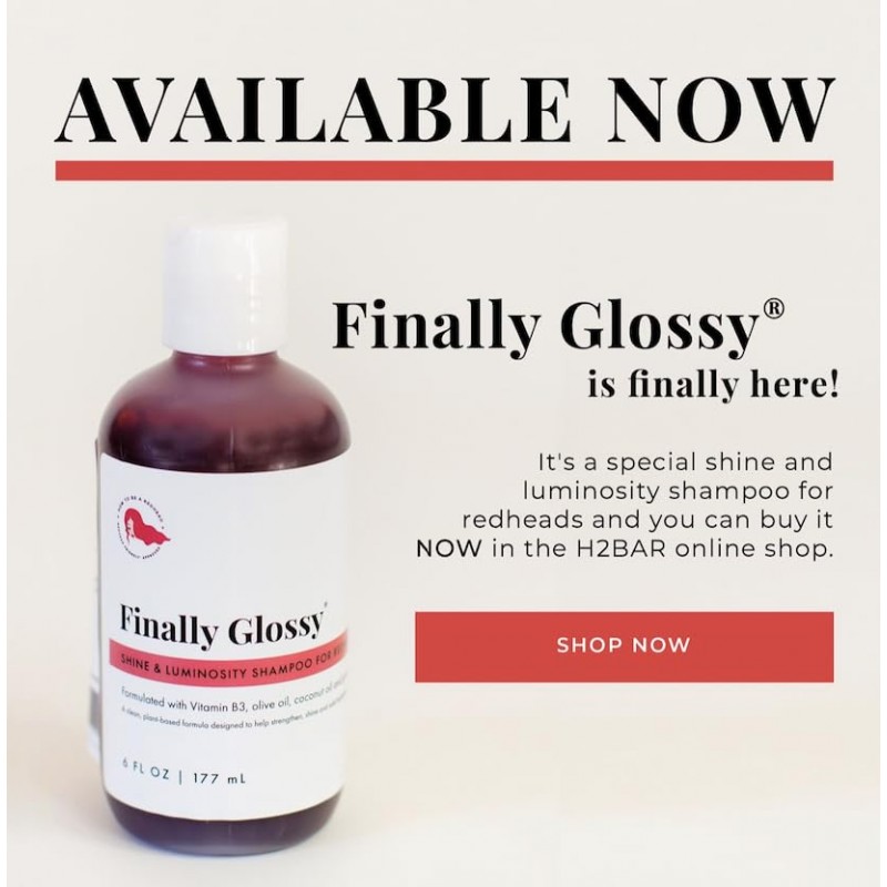 빨간 머리가 되는 방법 finally Glossy® 빨간 머리용 샤인 & 루미노시티 샴푸, 빨간 머리를 위한 헤어 케어, 비건 & 동물 학대 금지