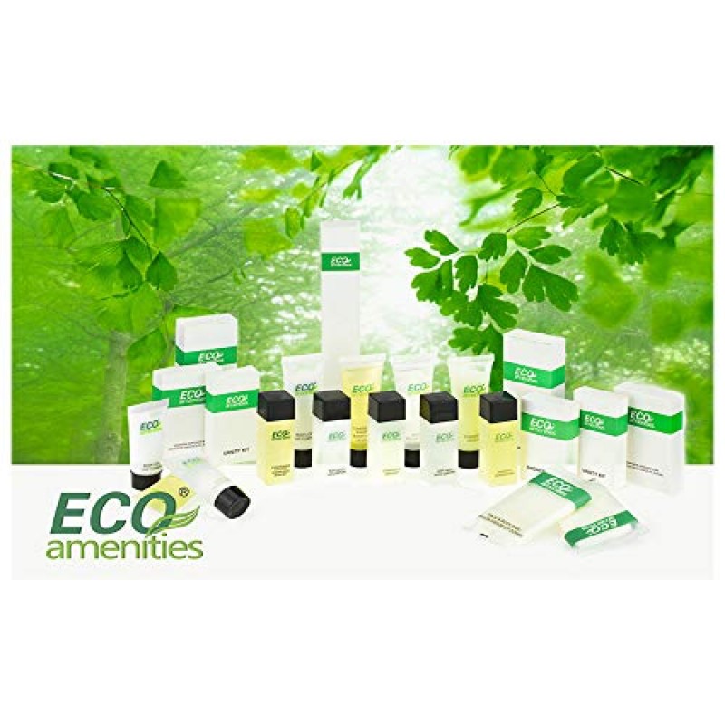 ECO 편의시설 여행용 샴푸 - 72팩, 작은 튜브 1온스, 녹차 향, 대용량 세면도구, 개별 포장된 헤어케어 샘플, 호텔 및 에어비앤비 투숙객을 위한 미니 샴푸병