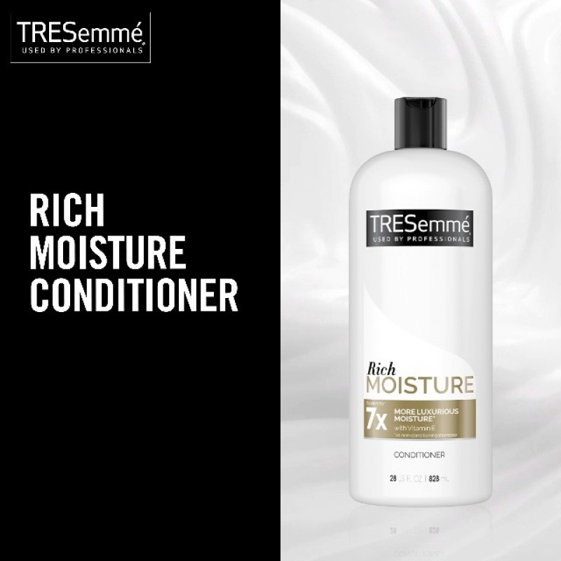 TRESemme 샴푸 및 컨디셔너 리치 모이스처 세트 건조하고 손상된 모발을 위한 비타민 E 함유 딥 컨디셔너, 비타민 및 비오틴 함유 모발 관리 샴푸, 28 Fl Oz Ea