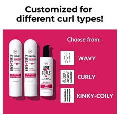 LUS 브랜드 Love Ur Curls for Wavy Hair, 3-Step System - 올인원 스타일러가 포함된 샴푸 및 컨디셔너 세트 - 볼륨을 위한 LUS Curls 헤어 제품 - 끈적임 없고 기름지지 않으며 가벼운 포뮬라 - 각 8.5온스