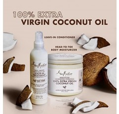 SheaMoisture 100% 엑스트라 버진 코코넛 오일 모이스처라이저 및 머리부터 발끝까지 영양을 공급하는 리브인 컨디셔너 황산염이 함유되지 않은 피부 및 헤어 케어 2개