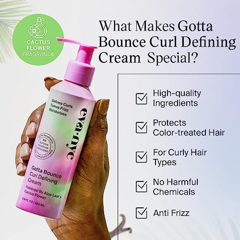 Eva NYC Gotta Bounce Curl Defining Cream, 모이스처라이징 컬리 헤어 제품, 스무딩 컬 크림(곱슬머리), 디파이닝 및 곱슬머리 방지 헤어 제품, 5.4 fl oz