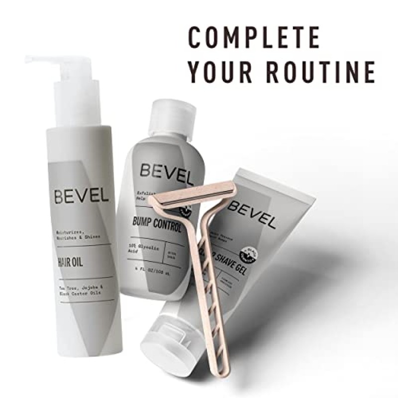 Bevel Essentials 티트리 오일, 호호바 오일, 자메이카 블랙 캐스터 오일 함유 곱슬머리용 3-in-1 헤어 & 두피 스타일링 오일, 3.4 fl oz (포장은 다를 수 있음)