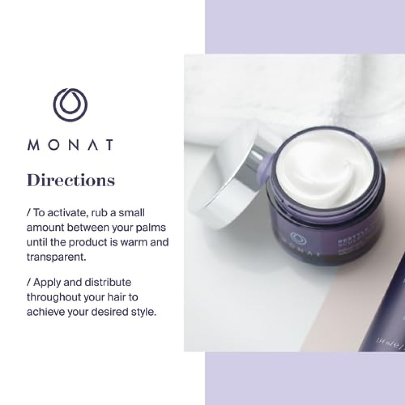 MONAT 리스타일 인스턴트 스컬프팅 태피 - 즉각적인 활력을 선사하는 헤어 스타일링 제품. Rejuveniqe®가 함유되어 있습니다. 오래 지속되는 헤어 태피 - Net Wt. 30ml / 1.7fl. 온스