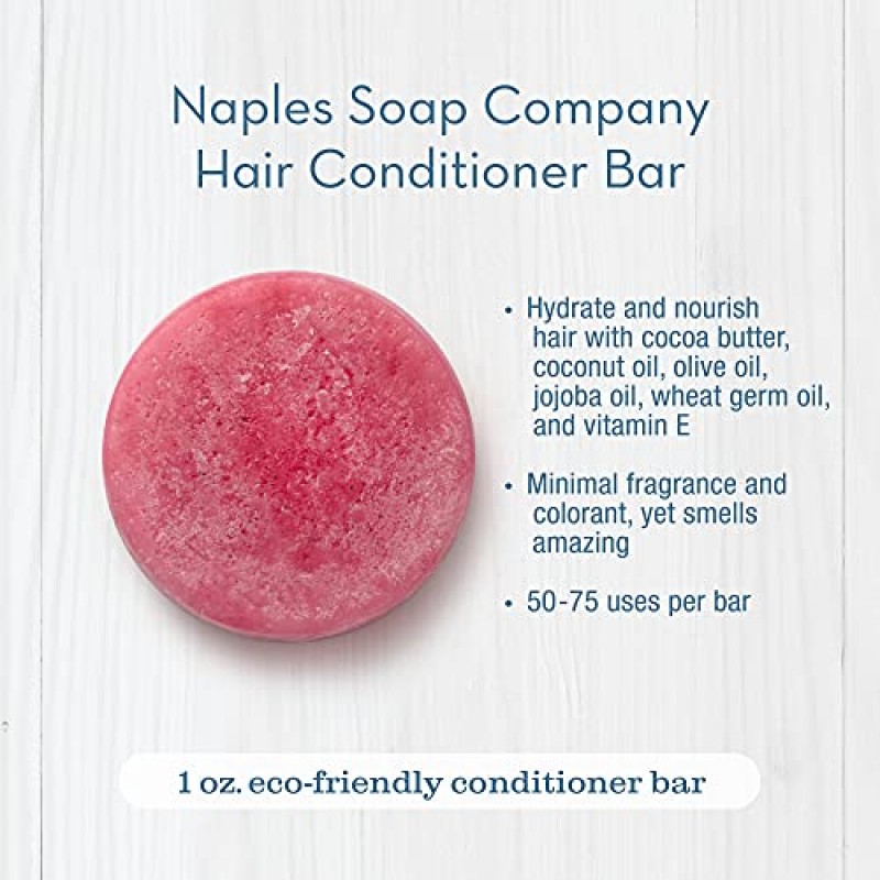 Naples Soap Company 고체 컨디셔너 바 – 파라벤, 프탈레이트 없음 – 부드럽고 생기 넘치는 모발을 위한 수제, 친환경, 수분 공급 헤어케어, 모든 모발 유형에 안전하고 효과적, 50-75회 사용 지속 – Sunkissed