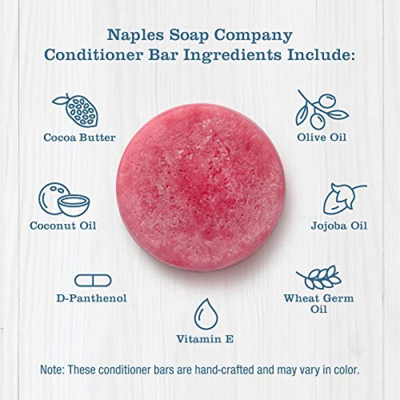 Naples Soap Company 고체 컨디셔너 바 – 파라벤, 프탈레이트 없음 – 부드럽고 생기 넘치는 모발을 위한 수제, 친환경, 수분 공급 헤어케어, 모든 모발 유형에 안전하고 효과적, 50-75회 사용 지속 – Sunkissed