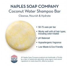 Naples Soap Company 고체 샴푸 및 컨디셔너 바 세트 – 파라벤, 프탈레이트 무함유 – 수제, pH 균형, 수분 공급 헤어케어, 모든 모발 유형에 안전하고 효과적 – 50-75회 사용 지속, 코코넛 워터