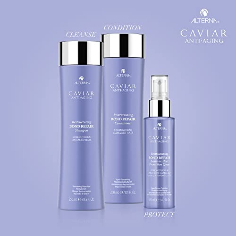 Alterna Caviar 노화 방지 구조 조정 채권 수리 방치형 열 보호 스프레이, 4.2 Fl Oz | 손상된 모발을 강화하고 보호합니다