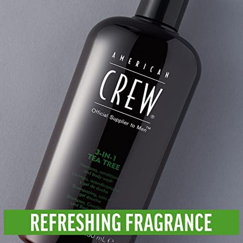 American Crew 남성용 샴푸, 컨디셔너 및 바디워시, 3-in-1, 티트리 향, 33.8 Fl Oz