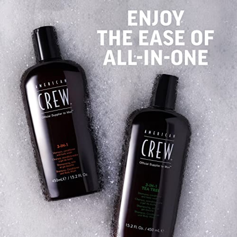 American Crew 남성용 샴푸, 컨디셔너 및 바디워시, 3-in-1, 티트리 향, 33.8 Fl Oz