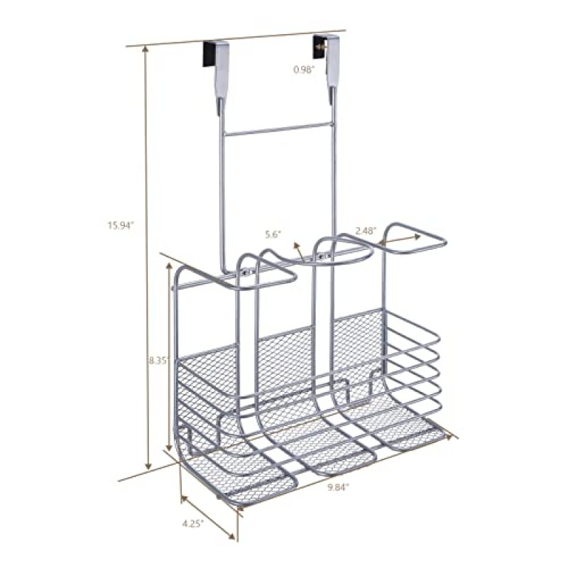 SunnyPoint 금속 와이어 오버 도어 헤어 관리 및 스타일링 도구 정리함 - 헤어드라이어, 플랫 아이언, 컬링 완드, 헤어 스트레이트너, 브러쉬용 욕실 보관 바구니 - 핫 도구 보관