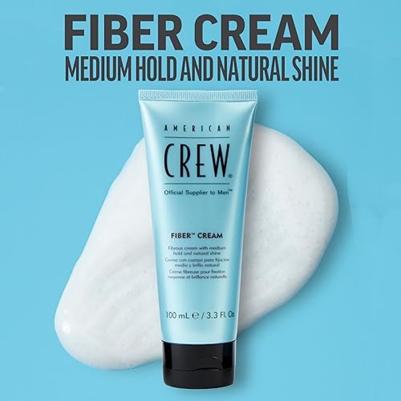 American Crew 남성용 파이버 크림, 미디엄 홀드 및 자연스러운 윤기를 지닌 헤어 젤과 같은, 3.3 Fl Oz