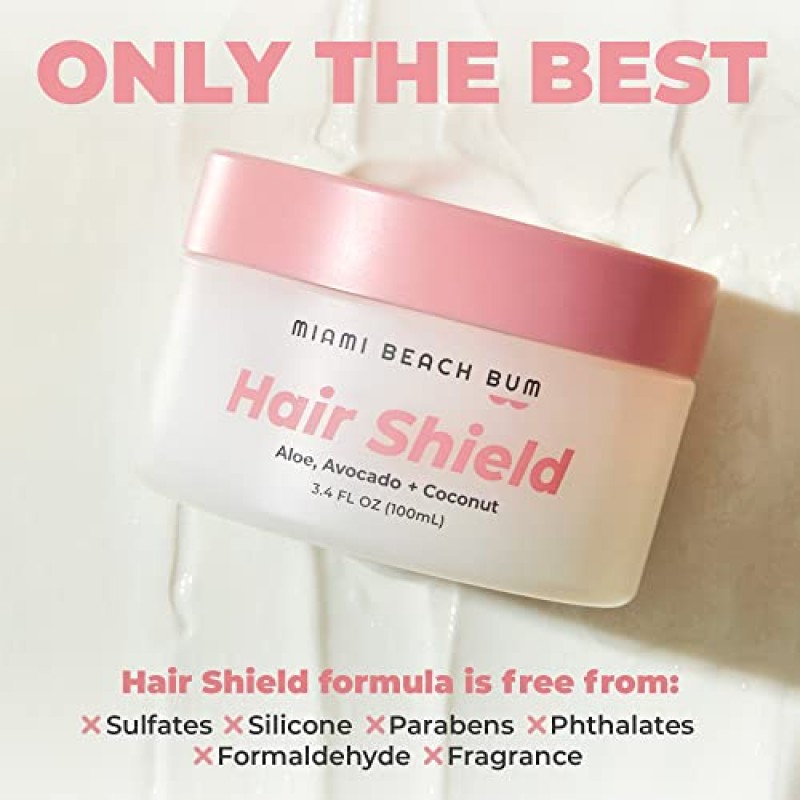 Miami Beach Bum Hair Shield, 리브인 컨디셔너, 산호초 안전, 파라벤 및 황산염 무함유 - 3.4온스