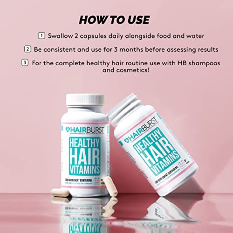 HAIRBURST 비오틴 모발 성장 비타민, 모발 성장을 위한 비오틴 알약, 여성 및 남성을 위한 모발 성장 비타민, 모발 관리를 위한 모발 비타민, 60 캡슐(1개월 분량)