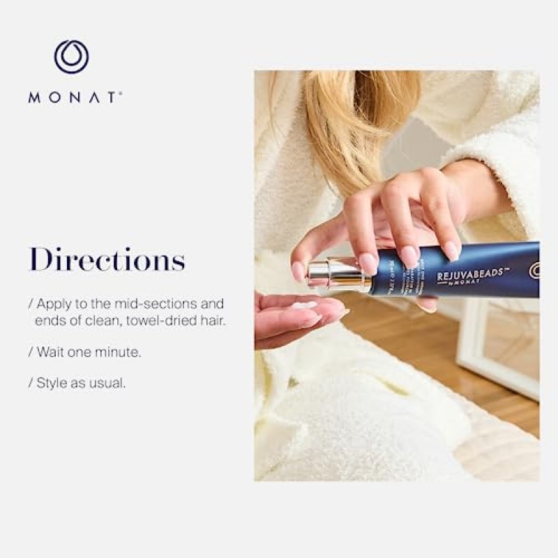 MONAT Rejuvabeads® Infused w/Rejuveniqe® - 혁신적인 리브인 스플릿 엔드 멘더. 가벼운 세럼은 갈라진 끝 부분을 즉시 복구하고 더 건강해 보이는 모발을 만들어줍니다. - 순 중량. 70ml / 2.4fl. 온스