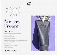 MONAT STUDIO ONE™ 에어 드라이 크림 - 터치 가능한 고정력과 습도 보호를 위한 부드러운 헤어 스타일링 크림입니다. 모든 모발 유형을 위한 모발 곱슬머리 제어 및 열 필요 없음 - Net Wt. 177ml / 6층 온스