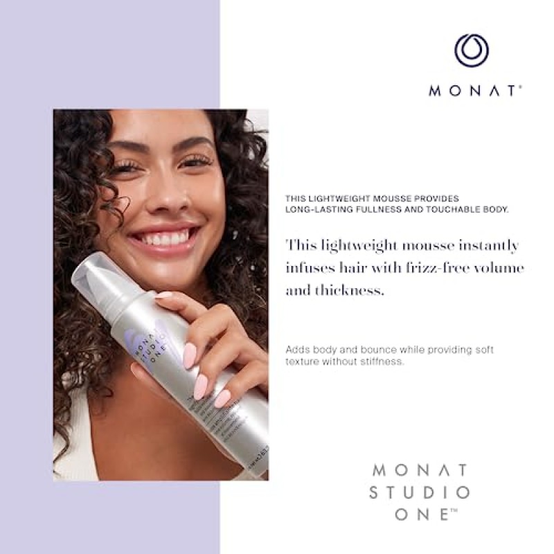 MONAT Studio One™ The Moxie™ 매그니파잉 무스 -가벼운 헤어 무스, 오랫동안 지속되는 곱슬거림 방지, 터치 가능한 홀드로 볼륨감 있는 스타일 연출에 도움을 줍니다. 크런치 없이 부드러운 질감 - Net Wt. 170.1g / 6