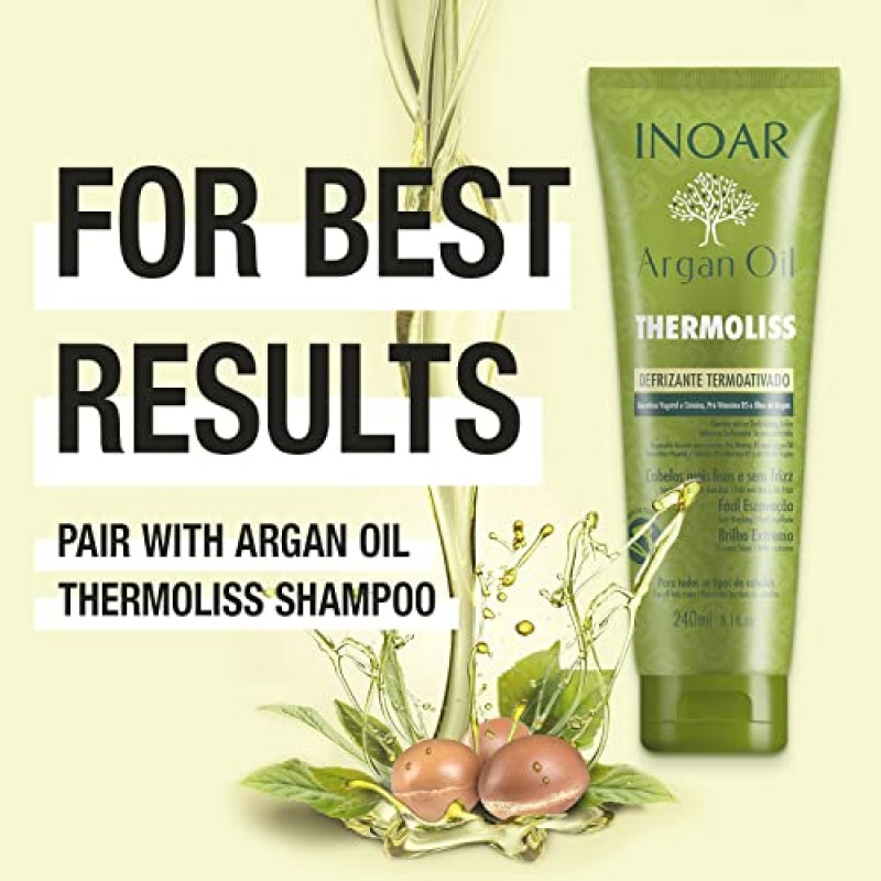 INOAR – G.Hair 케라틴 스무딩 시스템 키트, 딥 클리닝 샴푸, 안티 볼륨 트리트먼트, 마무리 마스크, 남성 및 여성용 비건 헤어케어(각 33.8온스)