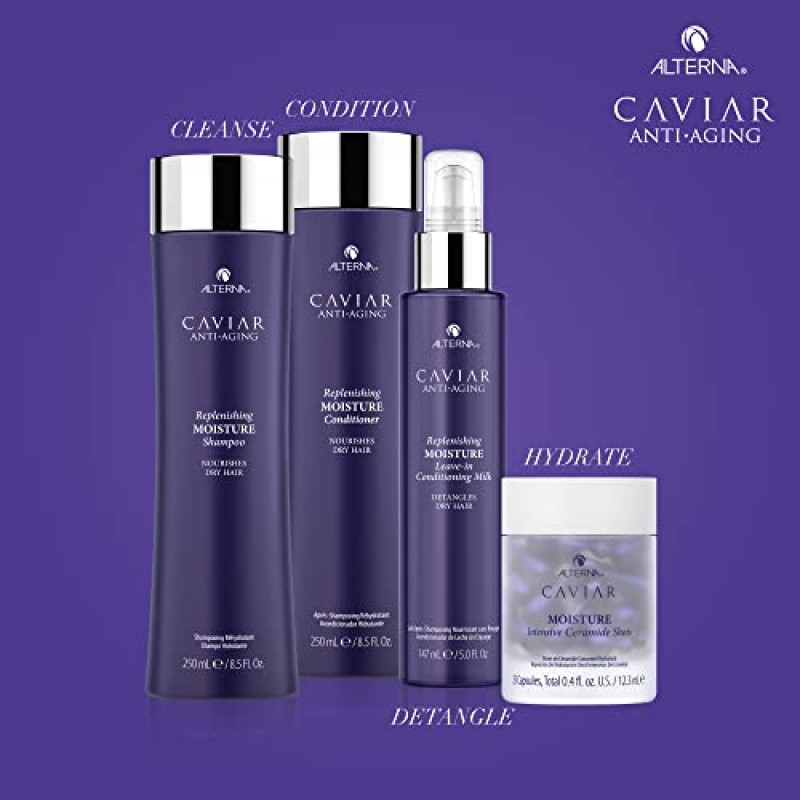 Alterna Caviar 안티에이징 리플레니싱 모이스처 샴푸 및 컨디셔너 점보 세트, 각 16.5온스 | 보호, 복원 및 수분공급 | 황산염 없음