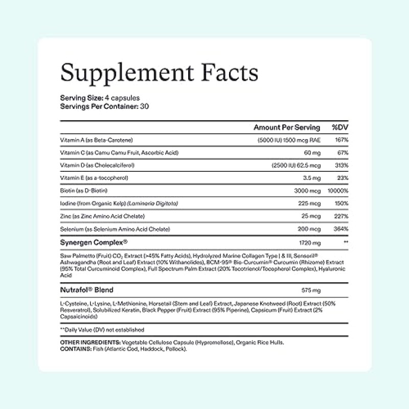 Nutrafol 남성용 모발 성장 보조제, 눈에 띄게 더 두꺼운 모발과 두피 커버력에 대해 임상 테스트를 거쳤으며, 피부과 전문의 권장 - 1개월 분량, 리필 파우치 1개