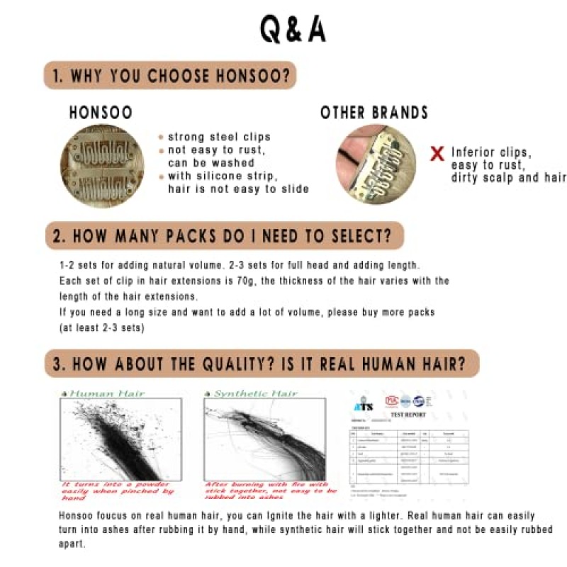 실제 인간 헤어 익스텐션의 Honsoo 클립 70g 미디엄 브라운 페이딩 허니 블론드 20인치 길고 부드러운 여성용 얇은 머리카락