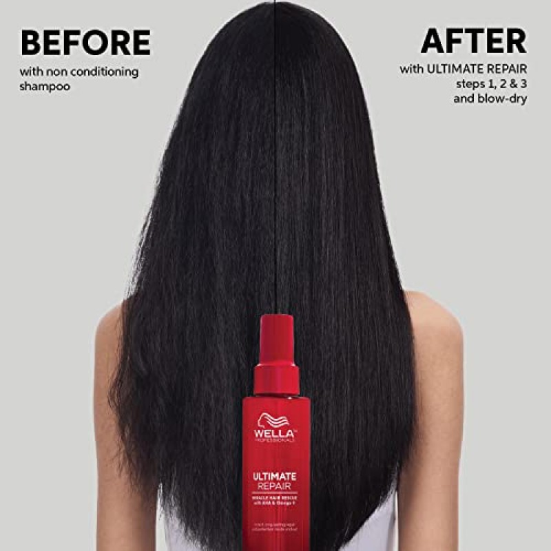 Wella Professionals ULTIMATE REPAIR 미라클 헤어 레스큐, 손상된 모발을 위한 럭셔리 리브인 헤어 리페어 트리트먼트, 3.2온스