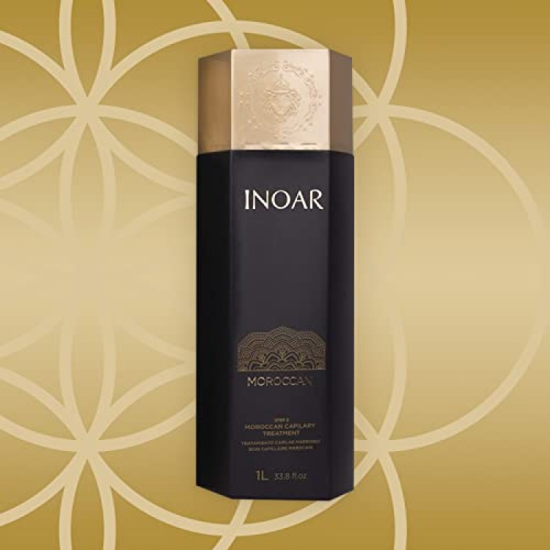 INOAR – 케라틴을 사용한 모로코 모세관 스무딩 트리트먼트, 2단계만, 곱슬머리 케어, 비건 헤어 제품, 남성 및 여성을 위한 잔인함 없는 헤어케어(33.8온스)