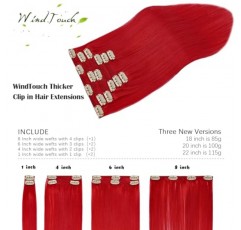 WindTouch 클립 인 헤어 익스텐션 115g 긴 헤어 익스텐션 밝은 레드 익스텐션 7개 클립 레드 익스텐션 22인치 헤어 익스텐션 레드 클립 인 헤어 익스텐션