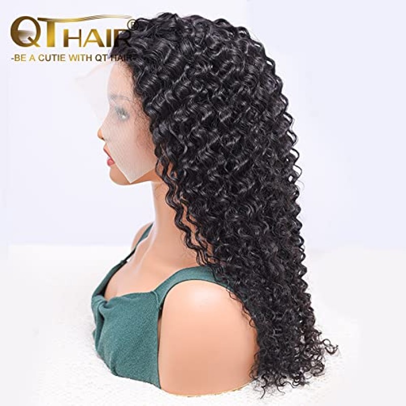 QTHAIR 14A 13x4 레이스 정면 가발 브라질 버진 인간의 머리 가발 물결 가발(16