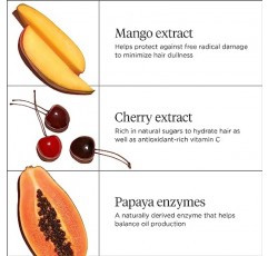 Briogeo Superfoods 망고 + 체리 밸런싱 샴푸 및 컨디셔너 세트, 칙칙하고 건조한 모발을 보충하고 건강한 모발과 두피를 지원합니다. 비건, 팔라트 및 파라벤 무함유, 25온스