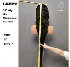 ELISHEVA 360 바디 웨이브 앞면 레이스 가발 인모, 울트라 12A 브라질 버진 HD 앞면 레이스 가발 여성용 인모, 글루리스 가발 인모 미리 뽑은 아기 머리카락 180% 밀도 내츄럴 블랙