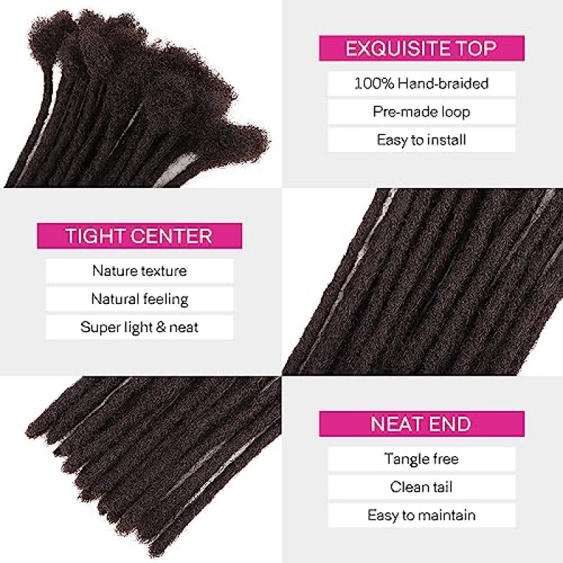 Orientdreads Loc 확장 사람의 모발 60가닥 0.4cm 0.6cm 0.8cm 두께 천연 검은색 사람의 머리카락 Dreadlock 확장 남성용/여성용 풀 헤드 수제 영구 loc 확장은 염색 가능 표백 컬링 및 트위스트(8인치 0.6cm, 천연 검정색)