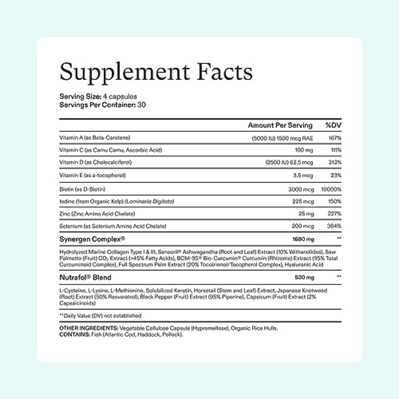 Nutrafol 여성용 모발 성장 보조제, 18-44세, 눈에 띄게 더 두껍고 강한 모발에 대해 임상적으로 입증됨, 피부과 전문의 권장 - 2개월 분량, 리필 파우치 2개