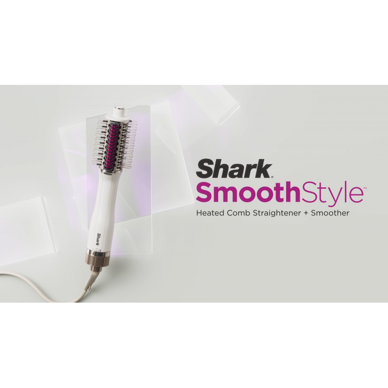 Shark HT202 SmoothStyle 가열식 스무딩 빗 스트레이트너 및 스무더, 듀얼 모드, 블로우 드라이어 브러시 + 스트레이트너, 모든 모발 유형용, 실크