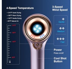 헤어 드라이어, 110,000RPM 브러시리스 모터를 갖춘 FAISOTY 고속 블로우 드라이어, 2억 개의 음이온 케어 모발 방출, 가정, 여행 및 미용실용 저소음 온도 조절 헤어 드라이어