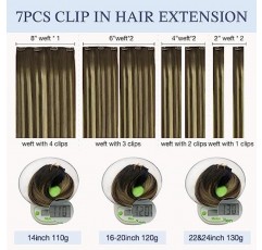 DOORES 클립 인 헤어 익스텐션 진짜 인모, 초콜렛 브라운부터 허니 블론드까지 18인치 7개 120g 발라야쥬 연장 헤어 클립 인모 연장 레미 헤어 익스텐션 스트레이트