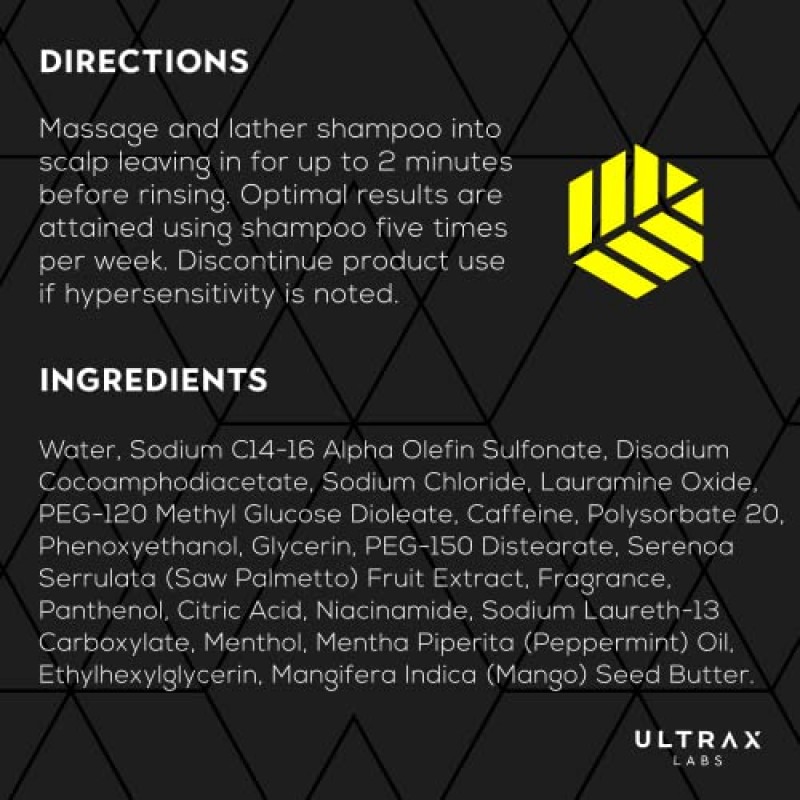 Ultrax Labs 가늘어지는 모발과 탈모를 위한 모발 성장 샴푸, 모발 굵어지는 샴푸, 여성과 남성을 위한 모발 성장 - 모발 서지 8온스