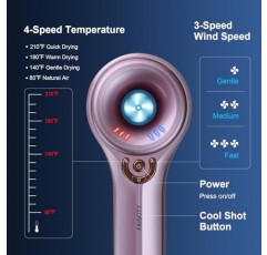 헤어 드라이어, 110,000RPM 브러시리스 모터를 갖춘 FAISOTY 고속 블로우 드라이어, 2억 개의 음이온 케어 모발 방출, 가정, 여행 및 미용실용 저소음 온도 조절 헤어 드라이어