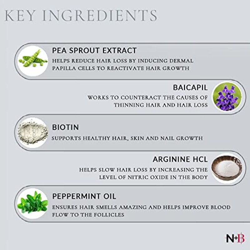 N+B 모발 성장 세럼 - 비오틴 함유로 더 두껍고, 풍성하고, 건강한 모발을 촉진하는 데 도움, 천연 기반 포뮬러, 탈모 및 가늘어짐 방지에 도움, 모든 모발 유형의 여성을 위한 - (2온스) (6팩)