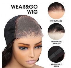 VIVIBABI Wear and Go 딥 웨이브 보브 가발 흑인 여성을 위한 인간의 머리카락 4x4 레이스 클로저 가발 인간의 머리카락 짧은 밥 가발 프리 컷 레이스 인간의 머리 가발 Pre Plucked Natural Color 16 인치